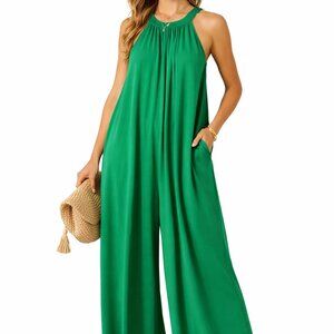 Fantastic Fawn Green Maxi Jumpsuit L NWOT | Boho Chic Flowy Boutique